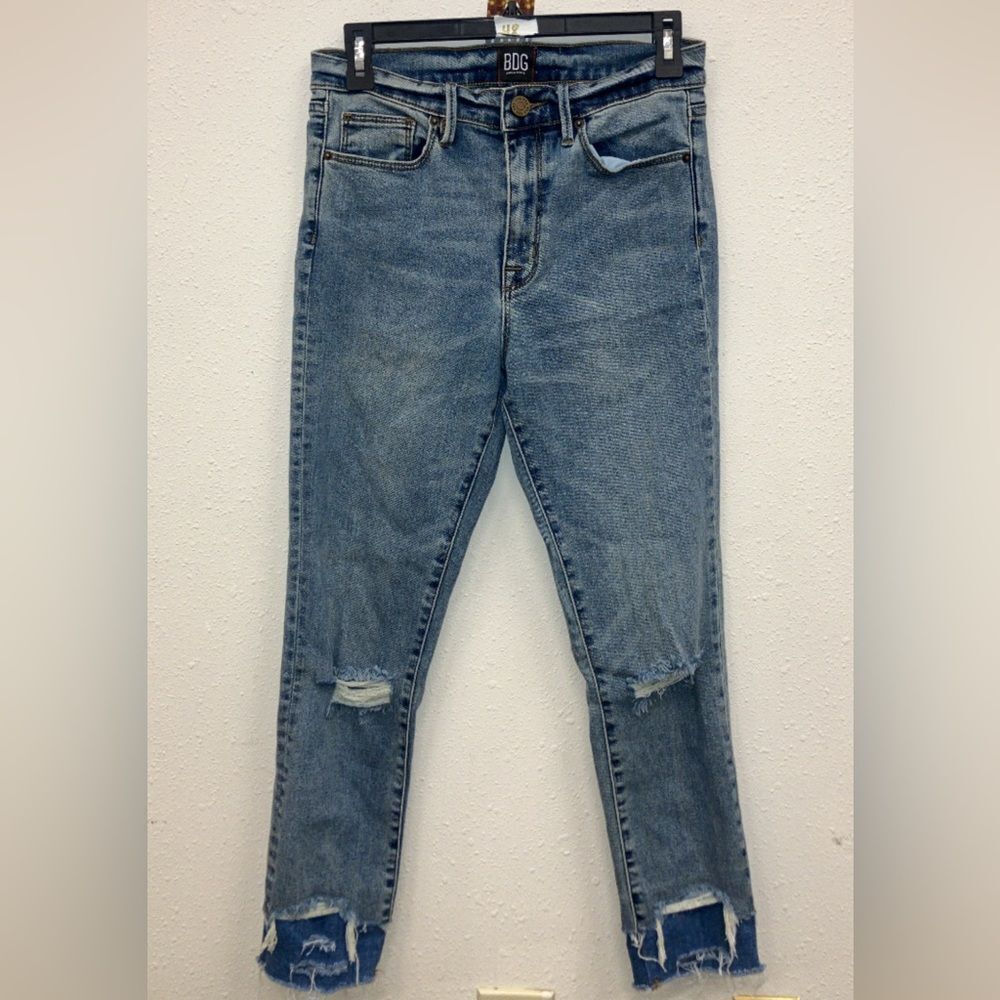 BDG Twig High Rise Distressed Medium Wash Double Hem Jeans size 27 #743